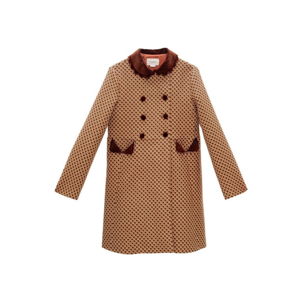 NWT Gucci Kids Wool Coat In Brown Size 10